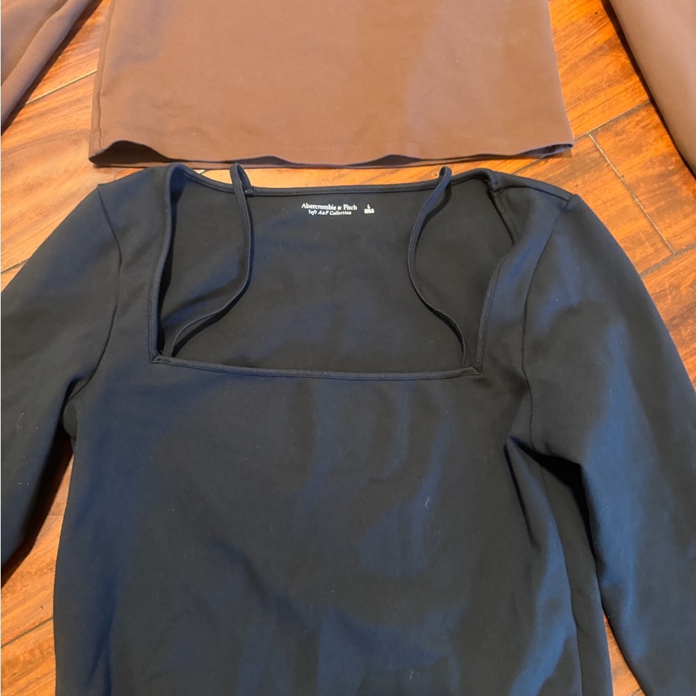 Abercrombie & Fitch bundle of Square Neck Long Sleeve Tops — Brown and Black - Picture 2 of 5